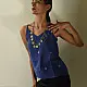 buy Handloom Jamdani Sleeveless Blue Top