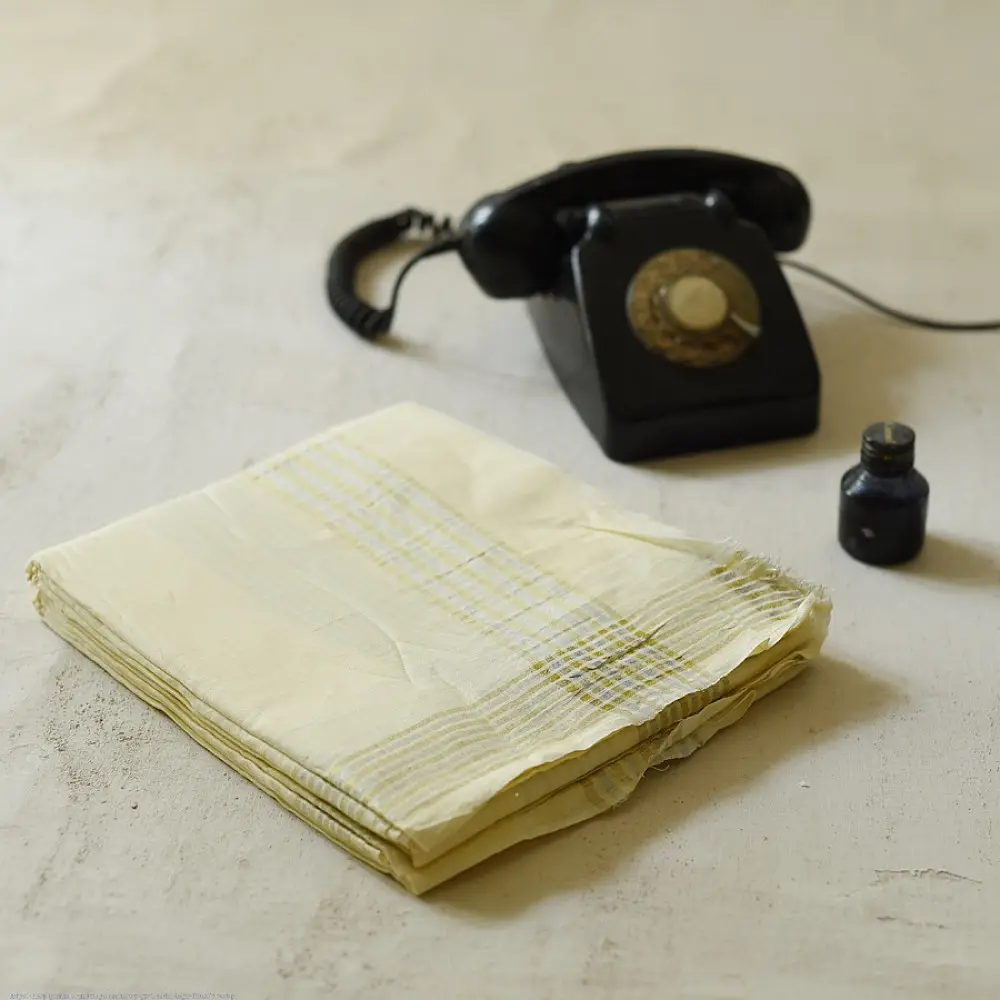 shop Handspun Cotton x Cotton Dhoti Khes - Zari Border