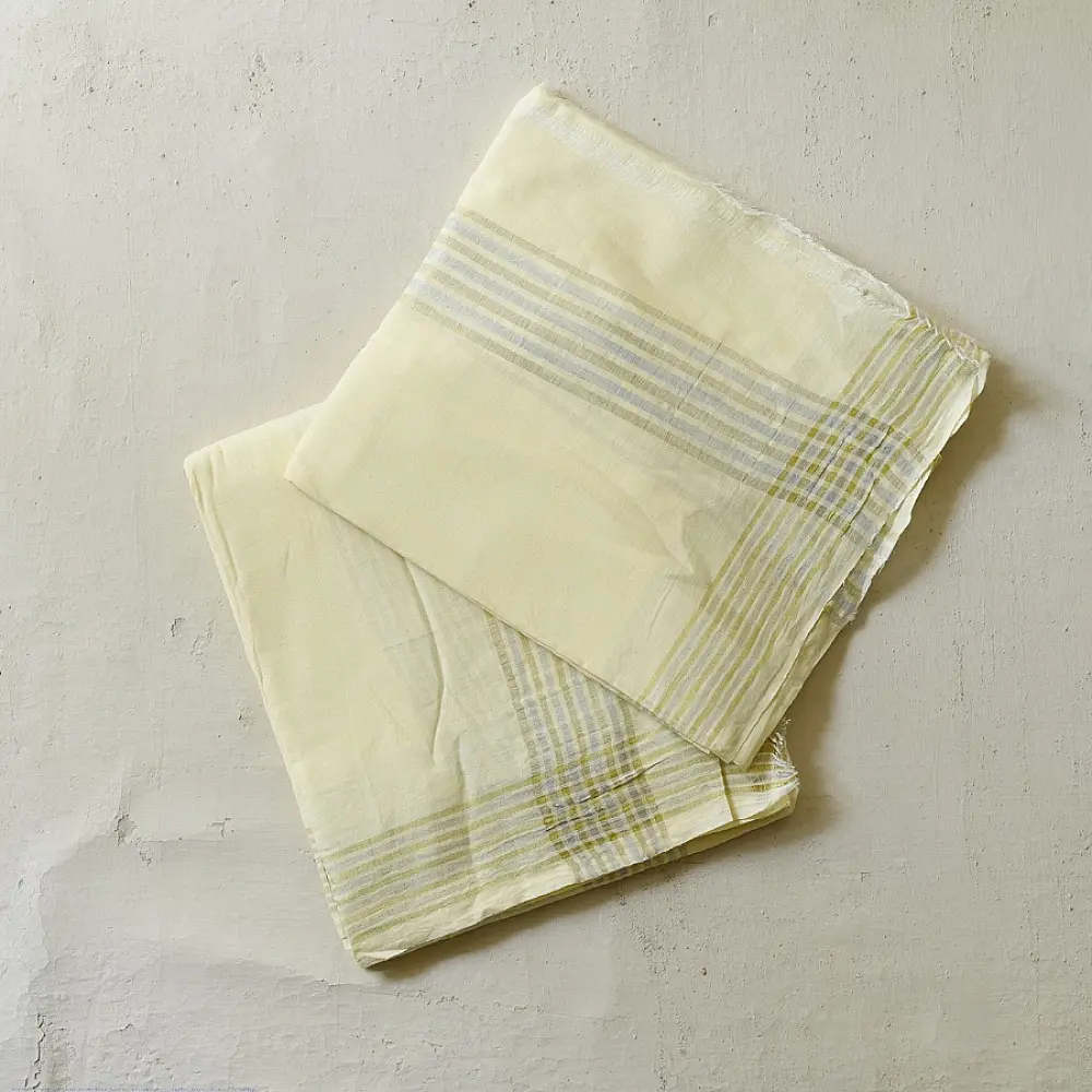 shop Handspun Cotton x Cotton Dhoti Khes - Zari Border