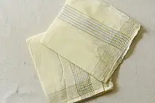 Damodar . दामोदर ✩ Handspun Pure Cotton Dhoti Khes - Golden & Silver Zari Border