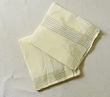 Damodar . दामोदर ✩ Handspun Pure Cotton Dhoti Khes - Golden & Silver Zari Border