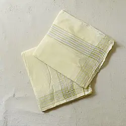 Damodar . दामोदर ✩ Handspun Pure Cotton Dhoti Khes - Golden & Silver Zari Border