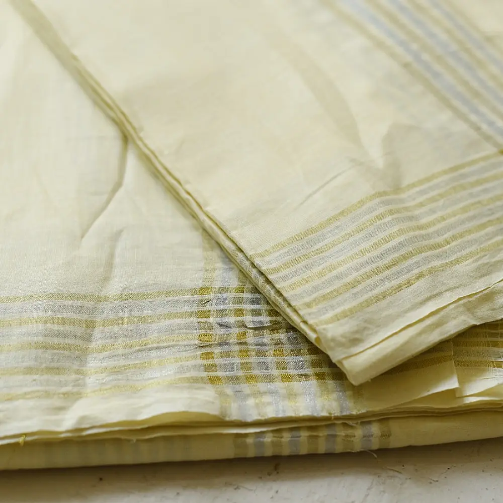 shop Handspun Cotton x Cotton Dhoti Khes - Zari Border