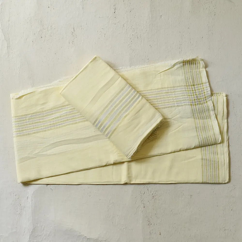 shop Handspun Cotton x Cotton Dhoti Khes - Zari Border