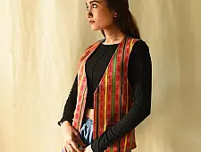 Mashru & Denim Jacket | Reversible Koti