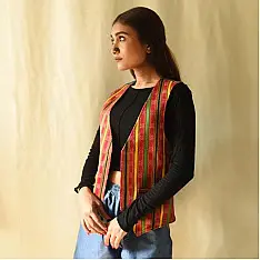 Mashru & Denim Jacket | Reversible Koti