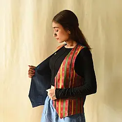 Mashru & Denim Jacket | Reversible Koti
