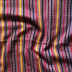 Mashru Fabric { Silk+Cotton } | Hand Woven Fabric - Multi Color Stripes