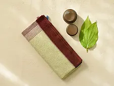 Sadaa . सदा ✡ Begampuri Handspun Pure Cotton Saree - Light Green Stripes