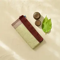 Sadaa . सदा ✡ Begampuri Handspun Pure Cotton Saree - Light Green Stripes