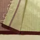 handloom begampuri pure cotton saree in light green with maroon and slate blue woven striped borders