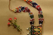 FolkLove | Handmade Tribal Necklace / Embroidered & Bead Necklace 