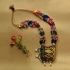 FolkLove | Handmade Tribal Necklace / Embroidered & Bead Necklace 