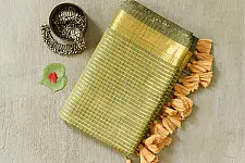 कमला | Handloom Cotton Saree | Zari Checks . Heena