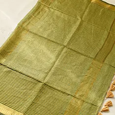 कमला | Handloom Cotton Saree | Zari Checks . Heena