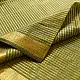 handloom pure cotton saree in subtle olive heena green with woven golden zari striped border and matching handcrafted tassels on pallu