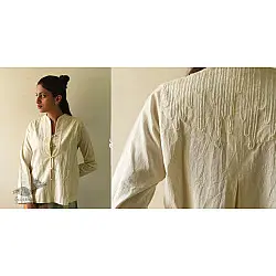 Shweta . श्वेता | Handloom Cotton Designer Top | Off White 