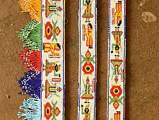 Shubh-Laabh . शुभ लाभ - Glass Bead Door Toran with Side Latkan (Set of Three) - Shrinathji Motif