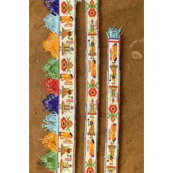 Shubh-Laabh . शुभ लाभ - Glass Bead Door Toran with Side Latkan (Set of Three) - Shrinathji Motif