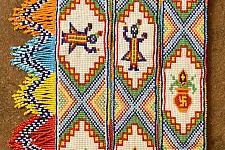 Shubh-Laabh . शुभ लाभ - Glass Bead Door Toran with Side Latkan (Set of Three) - Shrinathji & Kalash Motif