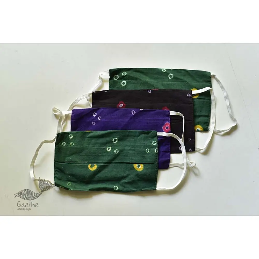 Be safe & stylish ✜ Mul Cotton Layered Mask ( Set of 4 ) ✜ L Dabu blue