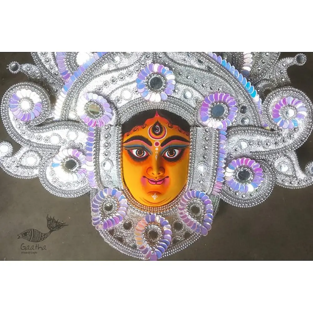 shop handmade chhau mask from bangal - durga silver