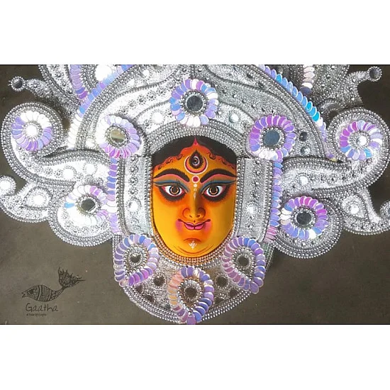 shop handmade chhau mask from bangal - durga silver