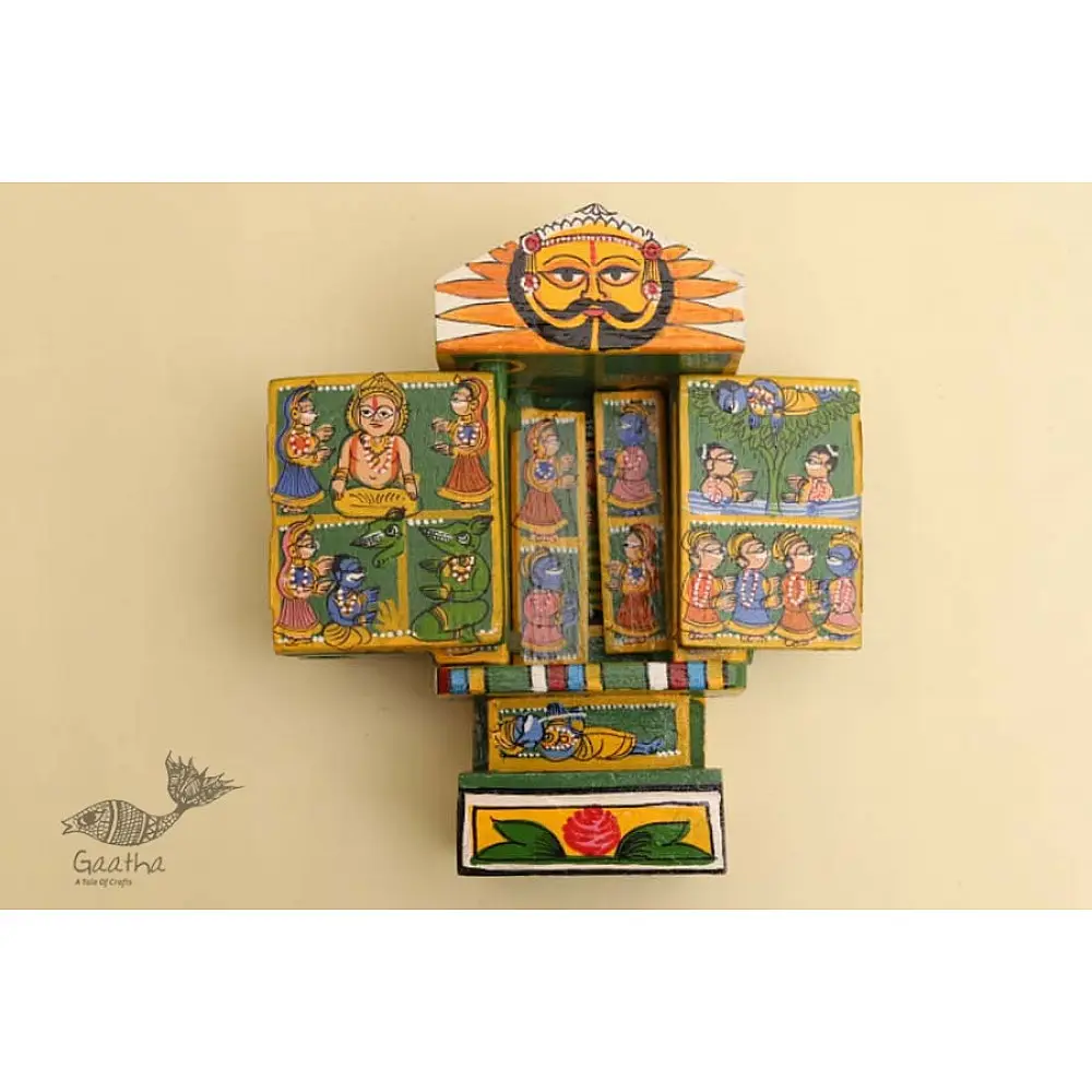 कथनिक ☀ Kaavad ~ A Wooden Shrine (Green - 20 cm) ~ 135