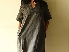 Handloom Cotton Designer Carbon Black Dress