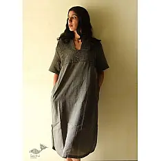 Handloom Cotton Designer Carbon Black Dress