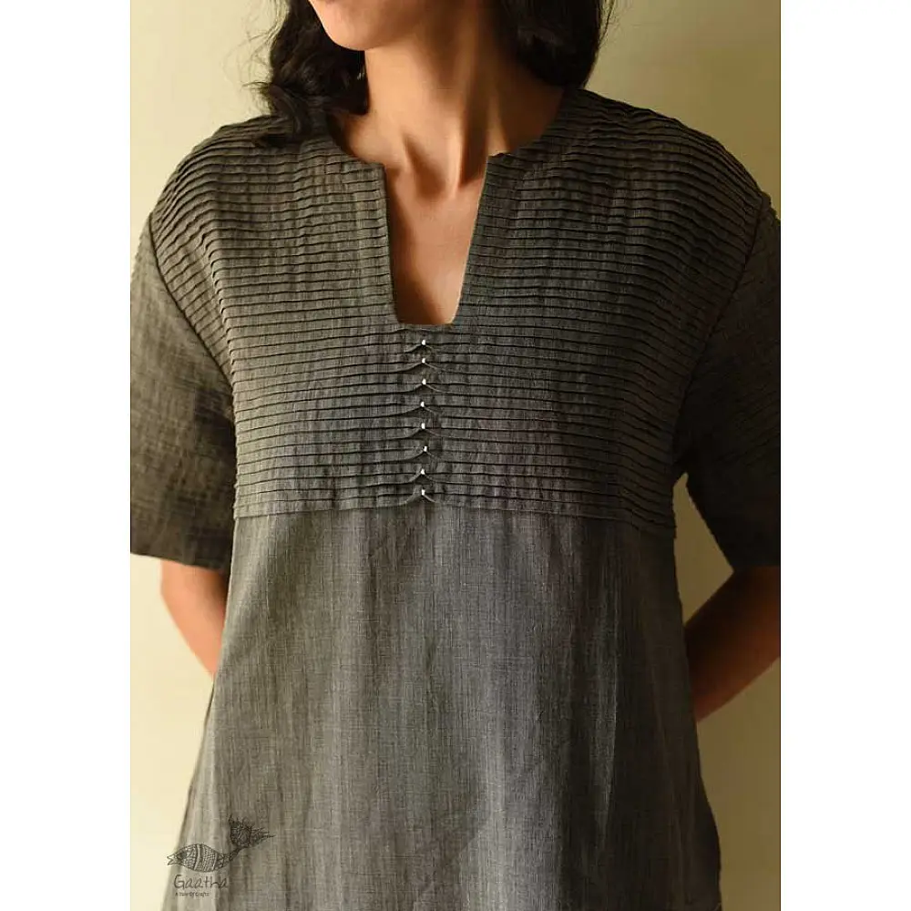 shop Handloom Cotton Carbon Black Dress