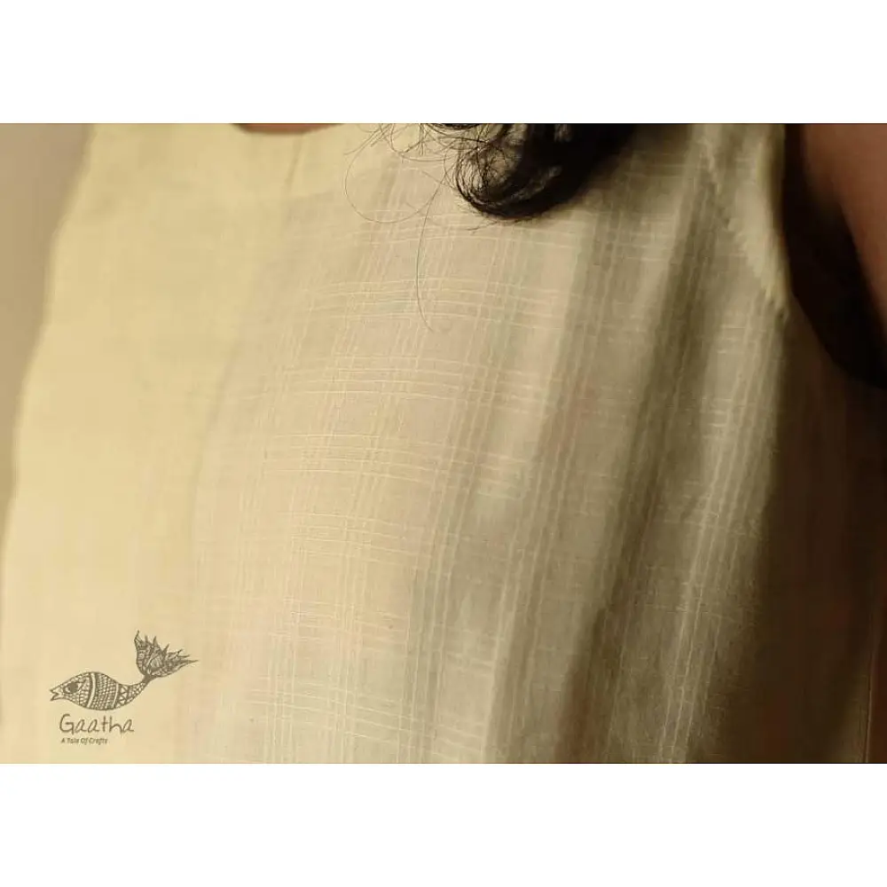shop Handloom Cotton Designer Off White Sleeve Less Dress