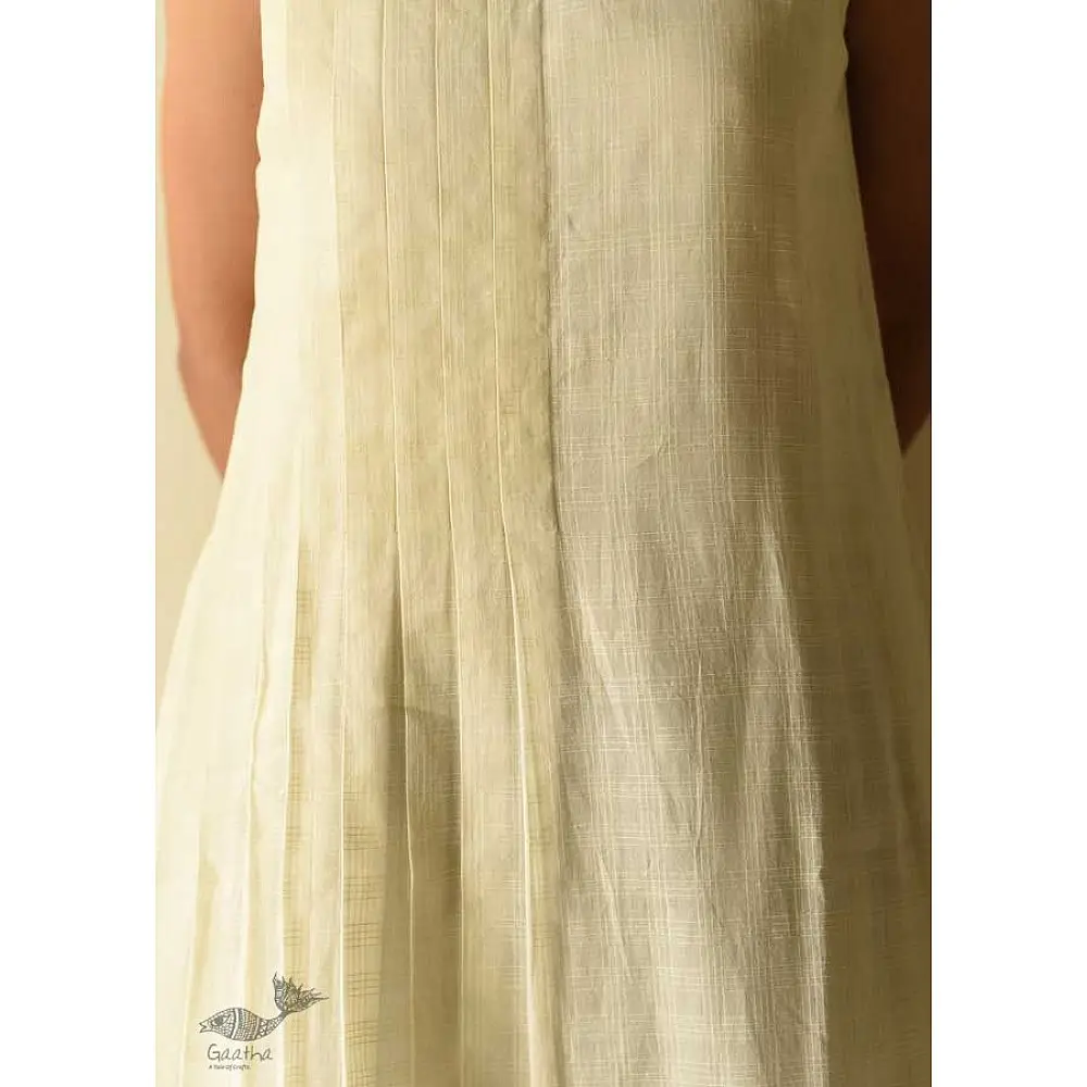 shop Handloom Cotton Designer Off White Sleeve Less Dress