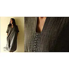 Handloom Cotton Designer Carbon Black Dress