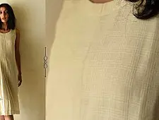 Handloom Cotton Designer Off White Sleeve Less Dress