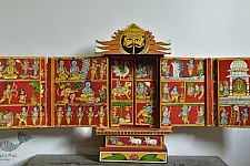 Kathanik . कथनिक ☀ A Wooden Shrine ( Red - 41 cm) ~ 11