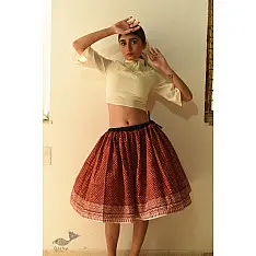 Flowers in a River | Natural Dyed Jawariya Block Printed Short Skirt