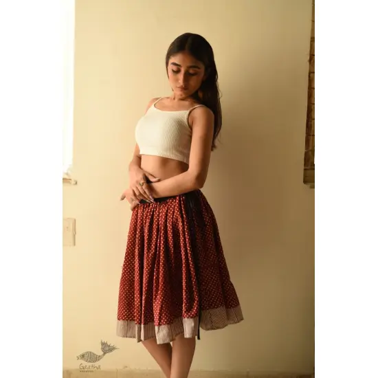 shop Jawariya Block Printed A-Line Long Skirt / Kali Skirt