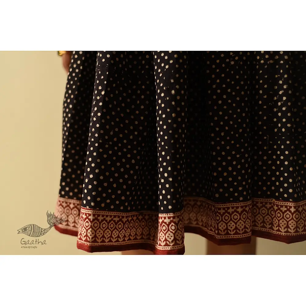 shop Jawariya Block Printed Short Skirt - Black Doted