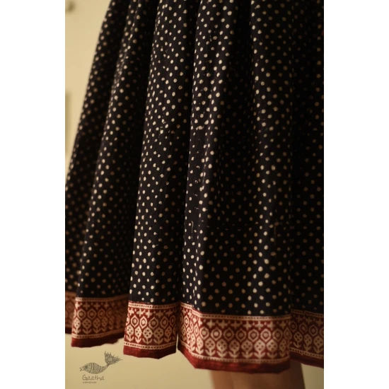 shop Jawariya Block Printed Short Skirt - Black Doted