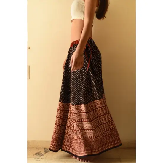 shop Jawariya Block Printed A-Line Long Skirt / Kali Skirt