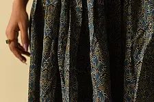 Flowers in a River | Natural Dyed Ajrakh Printed Indigo Short Skirt