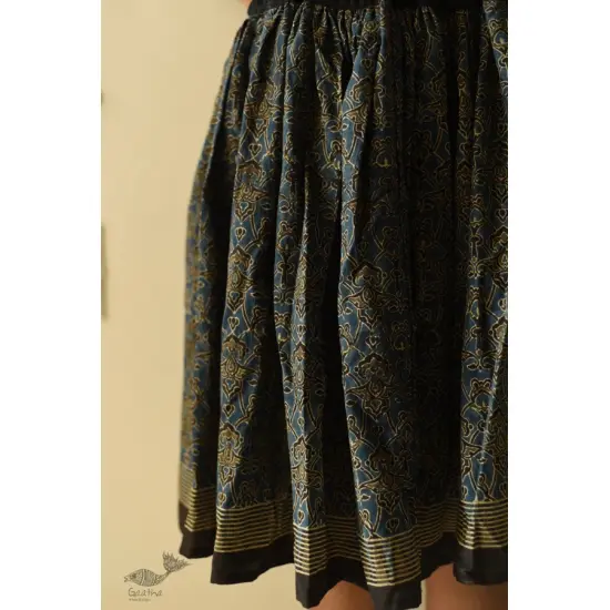 shop Natural Dyed Ajrakh Printed Indigo Short Skirt