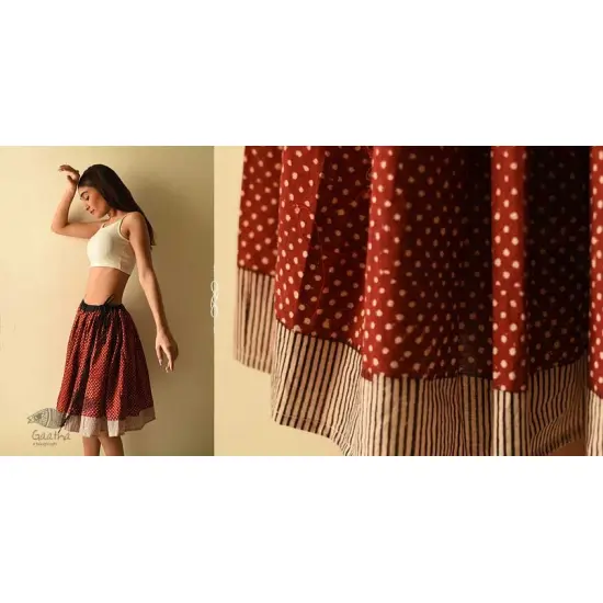 shop Jawariya Block Printed A-Line Long Skirt / Kali Skirt