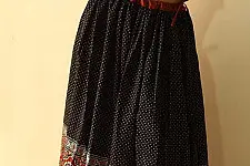 Flowers in a River | Ajrakh printed Long Skirt With Natural Dyed - Black & Red