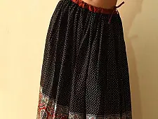 Flowers in a River | Ajrakh printed Long Skirt With Natural Dyed - Black & Red