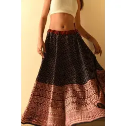 Flowers in a River | Jawariya Block Printed A-Line Long Skirt / Kali Skirt 