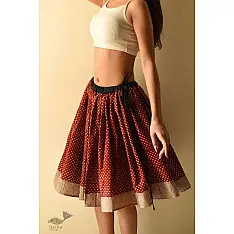 Flowers in a River | Jawariya Block Printed Short Skirt (Two Options - Long & Short)