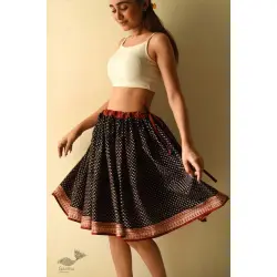 Flowers in a River | Jawariya Block Printed Short Skirt - Black Doted