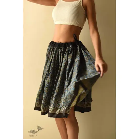 shop Natural Dyed Ajrakh Printed Indigo Short Skirt